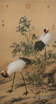 Vogel Werke - Lang glänzt Kränze in Blumen alte China Tinte Giuseppe Castiglione Vögel